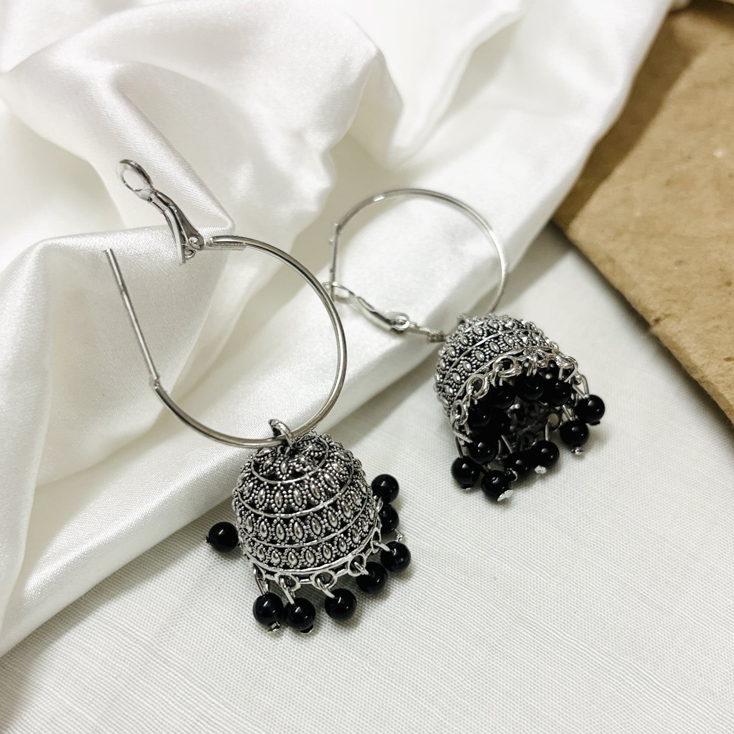 Premium Jaipuri Oxidized Set Of 12 Jhumkas Combo With Free Gift