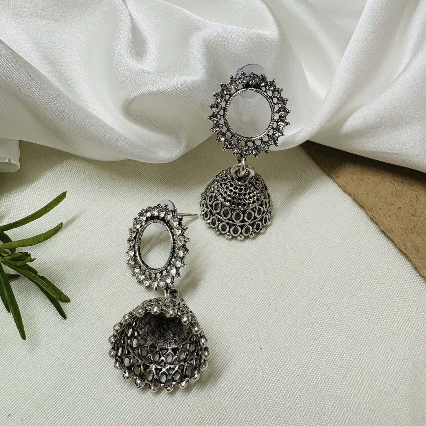 Premium Jaipuri Oxidized Set Of 12 Jhumkas Combo With Free Gift