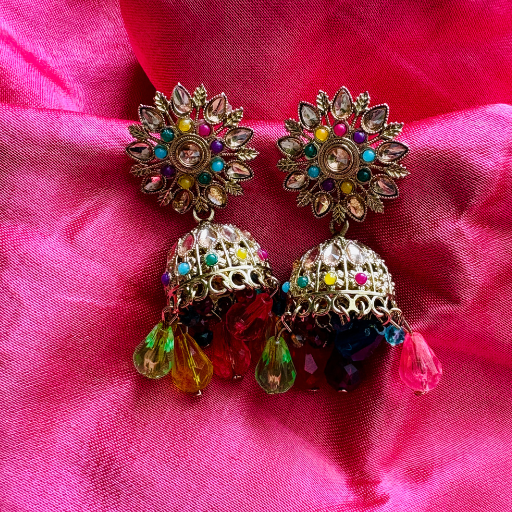 Premium Jaipuri Oxidized Set of 12 Jhumkas Combo With Free 3 Rings Set