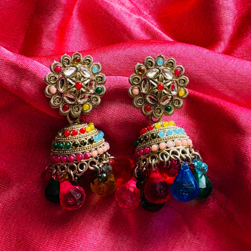 Premium Jaipuri Oxidized Set of 12 Jhumkas Combo With Free 3 Rings Set