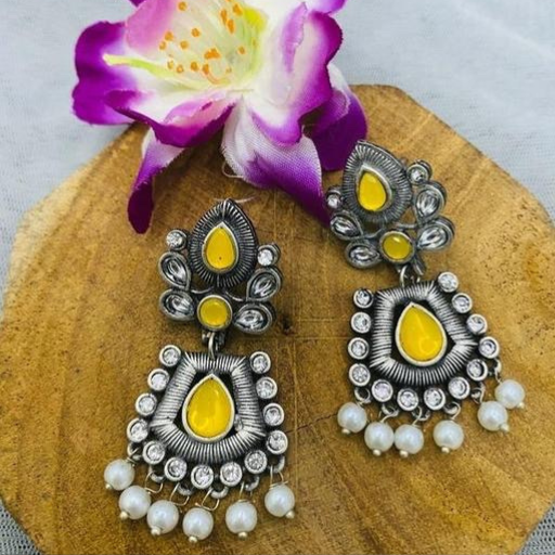 Premium Set Of 12 Oxidized Designer Earrings With Folding Jewelry Box and Free 3 Rings Set