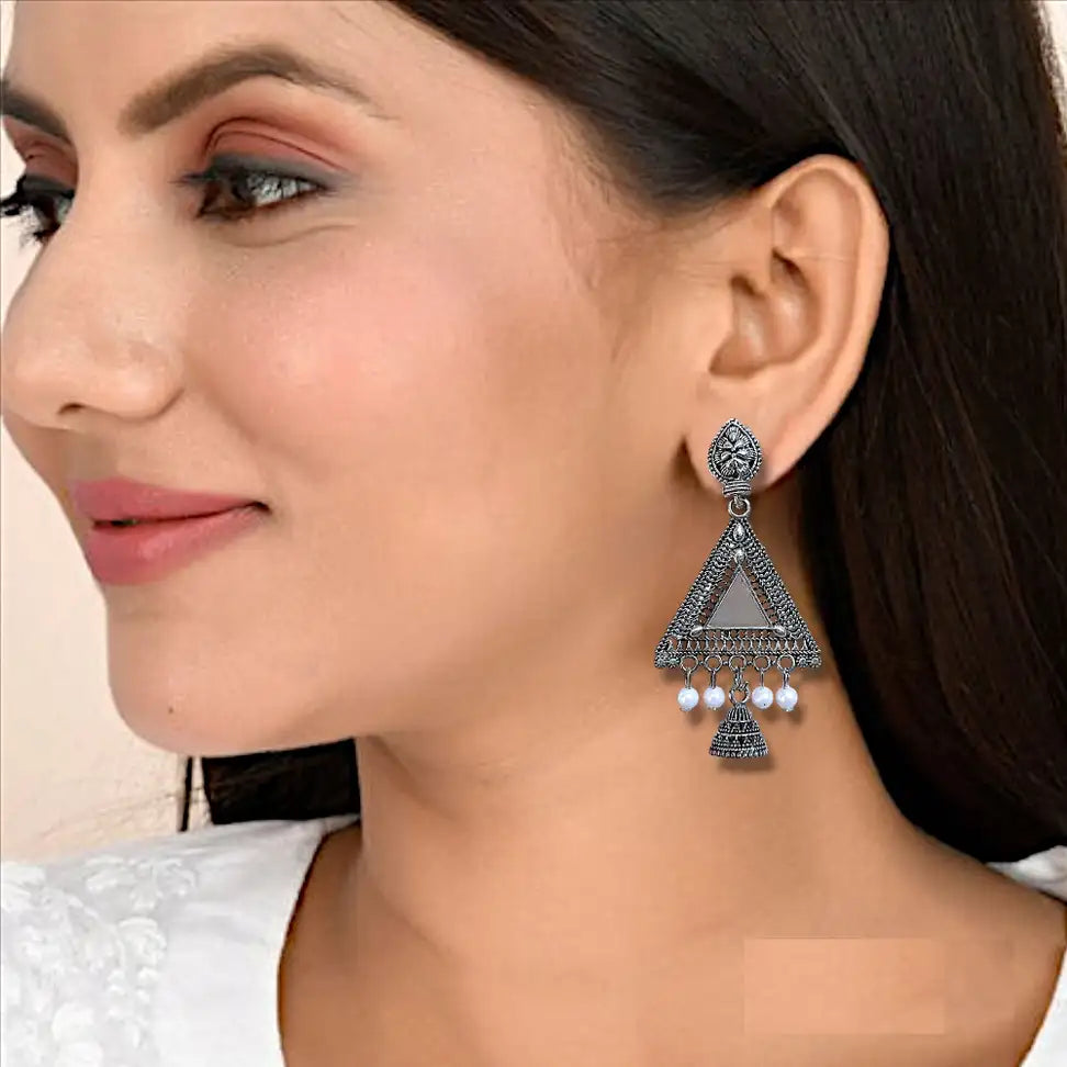 Premium Ethnic Oxidized Set of 6 Jhumkas Combo With Free 3 Rings Set