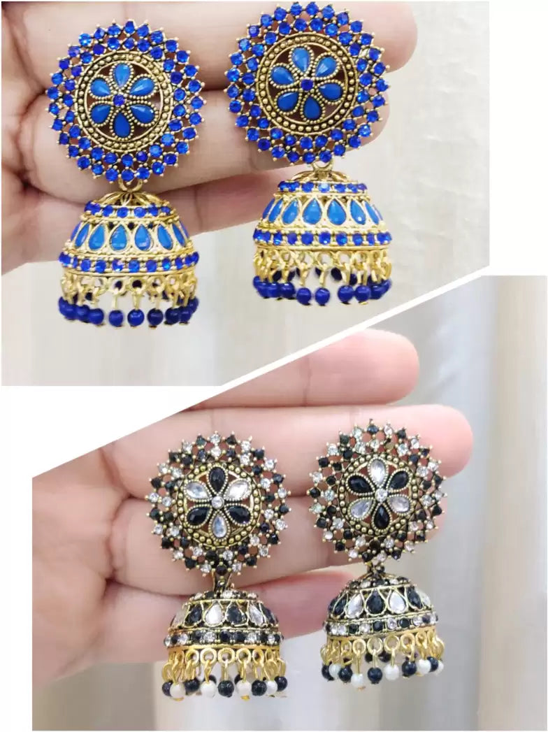 Premium Udaipur Oxidized Set of 12 Jhumkas Combo With Free Gift