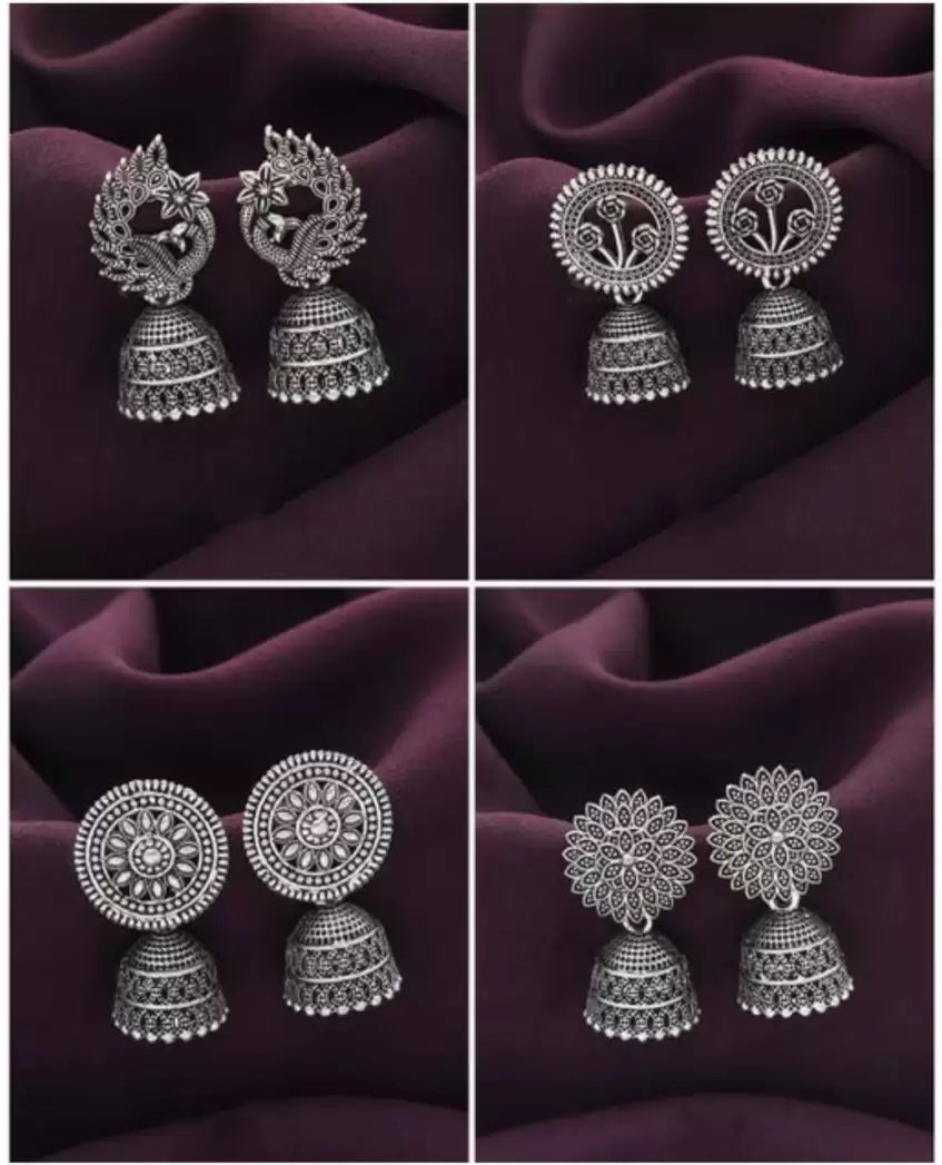 Premium Udaipur Oxidized Set of 12 Jhumkas Combo With Free Gift