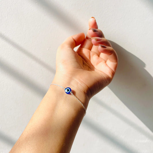 Premium Chain Evil Eye Bracelet Pure Sterling Silver With Free Gift Ring