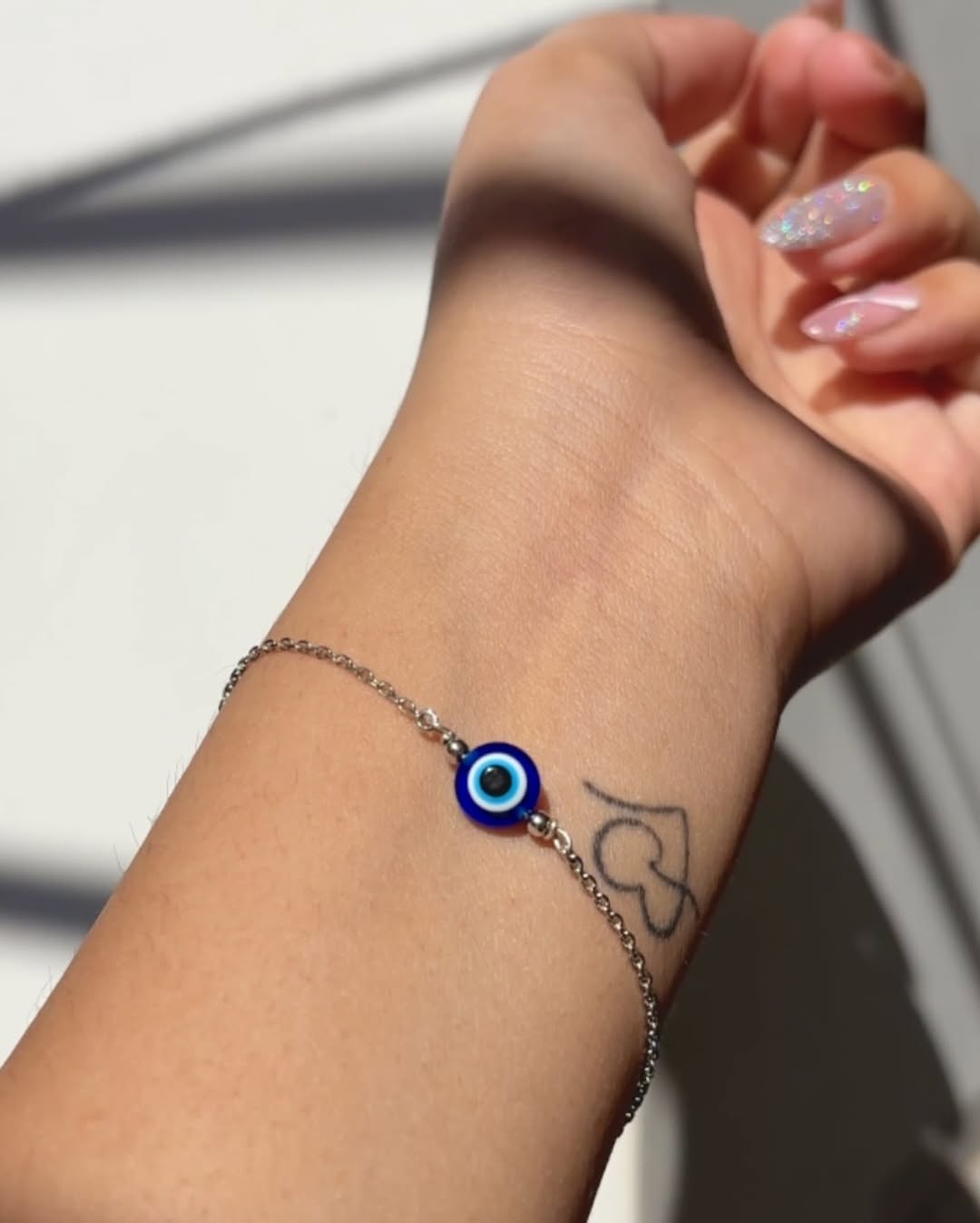 Premium Chain Evil Eye Bracelet Pure Sterling Silver With Free Gift Ring